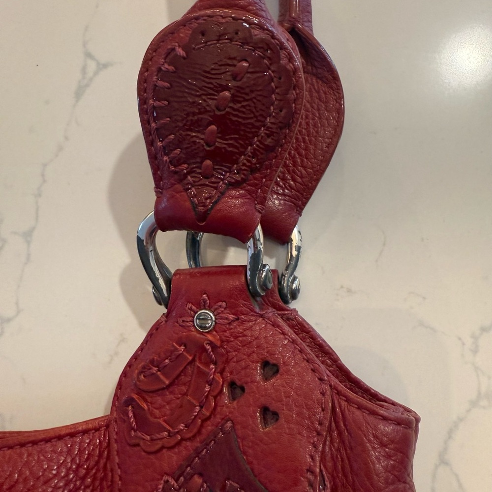 Brighton Red Melania Masterpiece Collection Appliqué Handbag - Picture 4 of 6